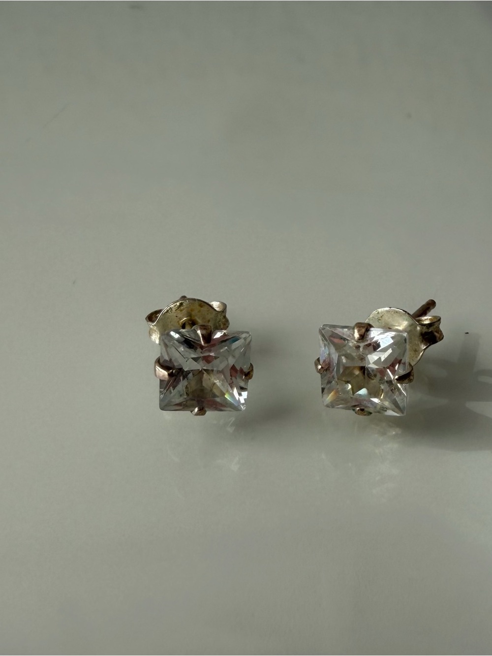 Classic Clear Crystal Square Stud Earrings - Women Jewelry